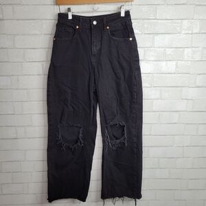 Wild Fable Black Distressed Highest Rise Baggy Jean
